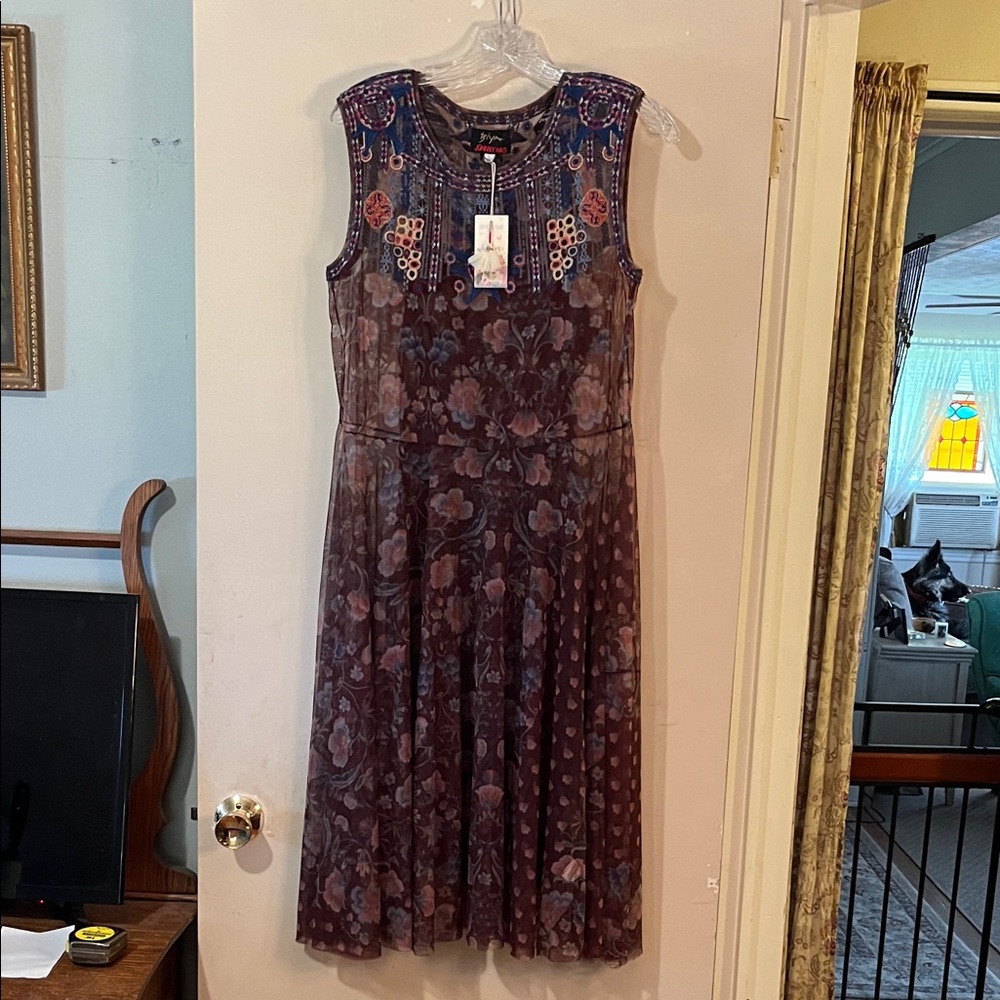 Johnny Was Purple Floral Midi Dress
